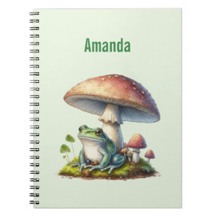 Frosch unter einer Pilz-Cute-Natur Notizblock