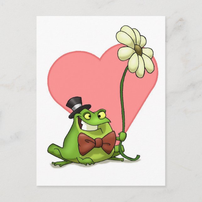 Frosch Valentine Postcard Feiertagspostkarte (Vorderseite)