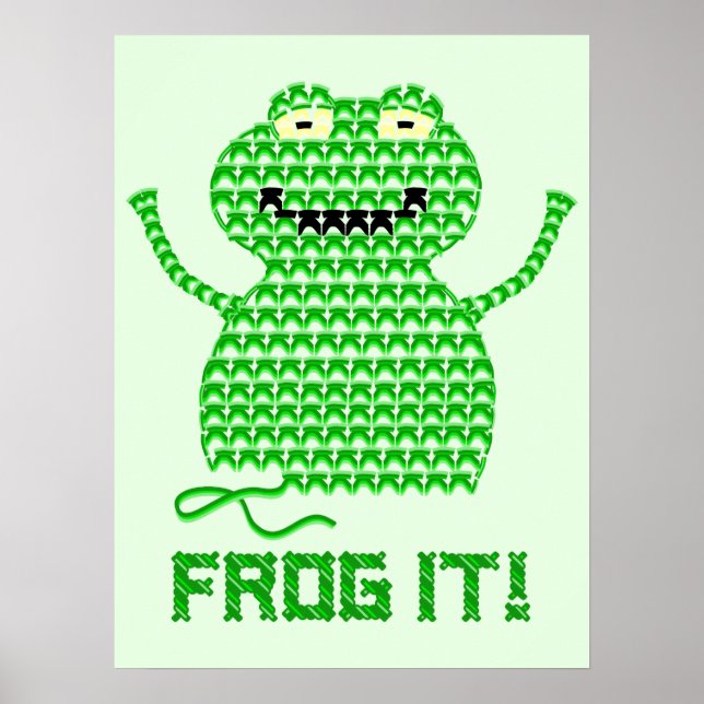Frosch! Vector Crochet Frog (Grüner Hintergrund) Poster (Vorne)