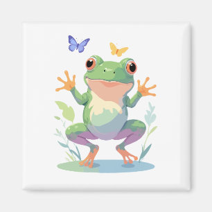 Frosch Vector Malerei Adorable Fun Animal Playing Magnet
