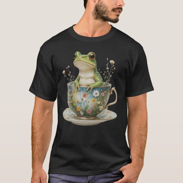 Frosch Vintager Tee Cup Blumenkohl Blume Amphibien (Vorderseite)