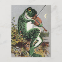 Frosch Violine Vintage Postkarte spielen