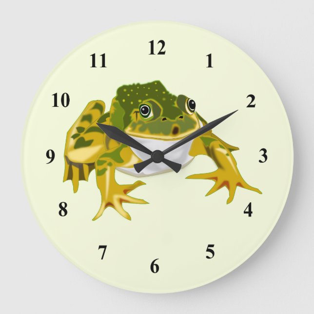 Frosch - Wählen Sie Ihre Farbe Große Wanduhr (Vorderseite)