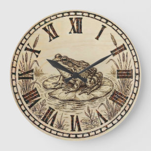 Frosch-Wanduhr - Dekor für einen ruhigen Teich Große Wanduhr