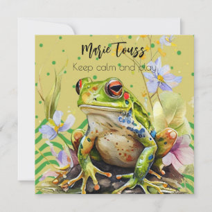 Frosch Wasserfarbe Spaß Text & Name Flat Holiday C Feiertagskarte