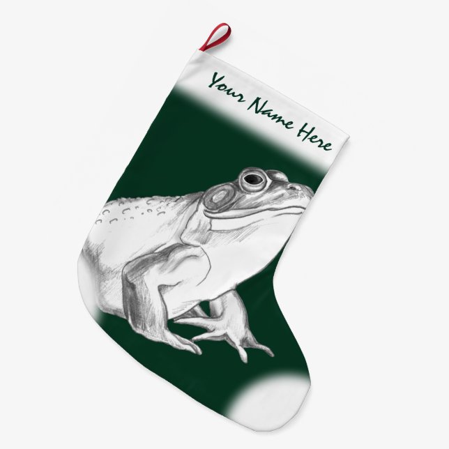 Frosch Weihnachten Strumpf Custom Bullfrog Strumpf Großer Weihnachtsstrumpf (Vorderansicht (hängend))