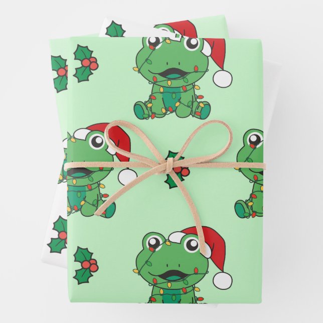 Frosch Weihnachts-Wintertiere Weihnachtsfrösche Geschenkpapier Set (Beispiel)