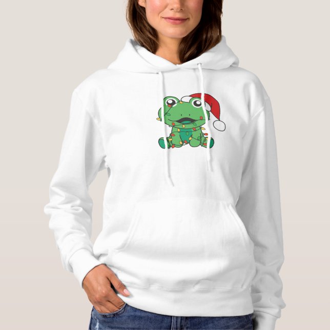 Frosch Weihnachts-Wintertiere Weihnachtsfrösche Hoodie (Vorderseite)