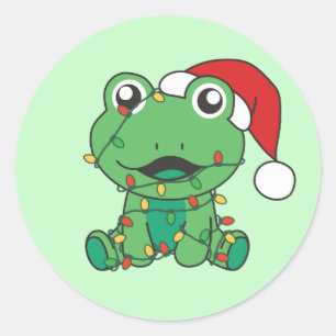 Frosch Weihnachts-Wintertiere Weihnachtsfrösche Runder Aufkleber