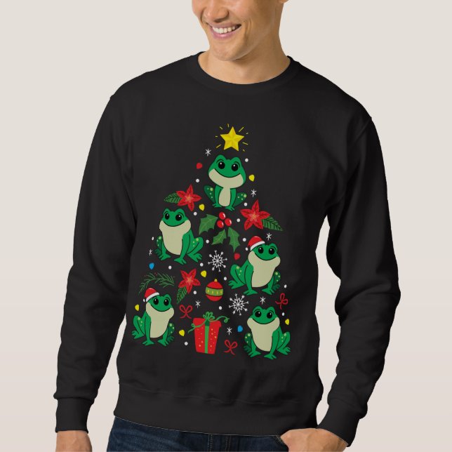 Frosch Weihnachtsbaum Funny Xmas Geschenk Sweatshirt (Vorderseite)
