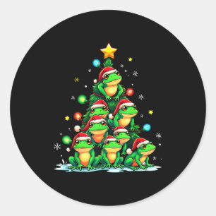 Frosch-Weihnachtsbaum Lustiger Hopper-Feiertag Süß Runder Aufkleber