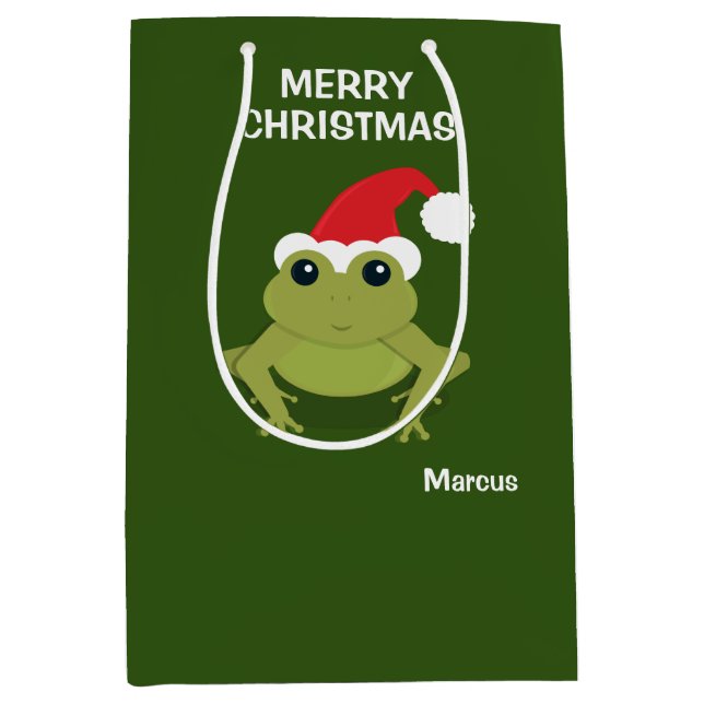 Frosch Weihnachtsmannmütze Weihnachten Mittlere Geschenktüte (Vorderseite)