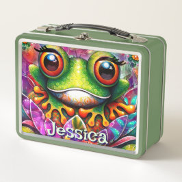 Frosch Whimsical Abstrakt Art Personalisiert Metall Brotdose