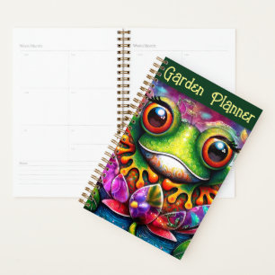 Frosch Whimsical Abstrakte Malerei Kunst Blumengrü Planer