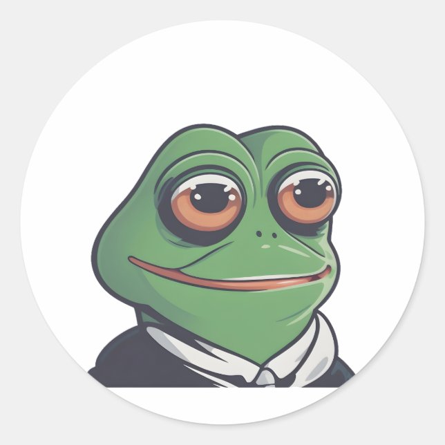 Frosch: Whimsical Amphibien Art Runder Aufkleber (Vorderseite)