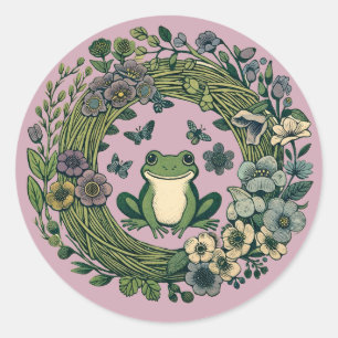 Frosch-Wildblumen für Kernbrennwerke Runder Aufkleber