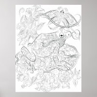 Frosch zeichnend Farbposter für Erwachsene