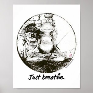 Frosch Zen Yoga Nur Atem Meditation Kunst Tinte Poster