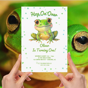 Frosch zum 1. Geburtstag Hop On Over Einladung