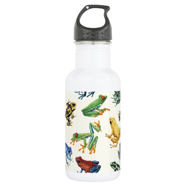 Frösche auf natürlichem Weiß Edelstahlflasche (Vorderseite)