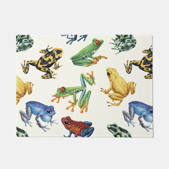 Frösche auf natürlichem Weiß Fußmatte (Vorderseite)