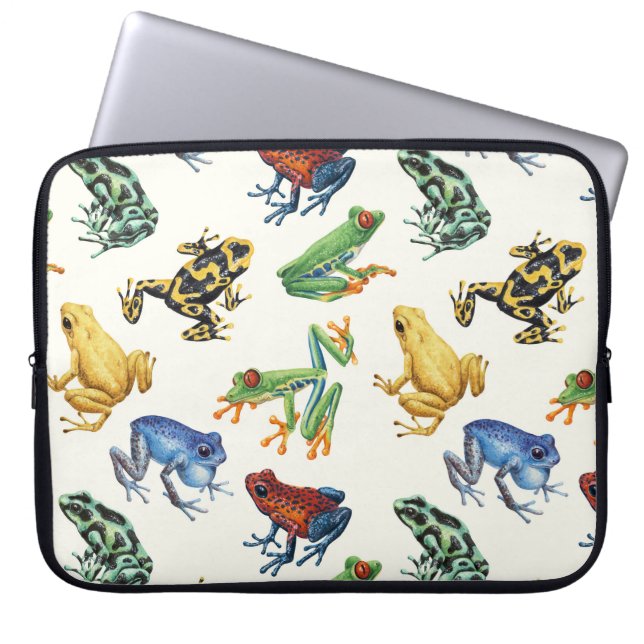 Frösche auf natürlichem Weiß Laptopschutzhülle (Vorderseite)