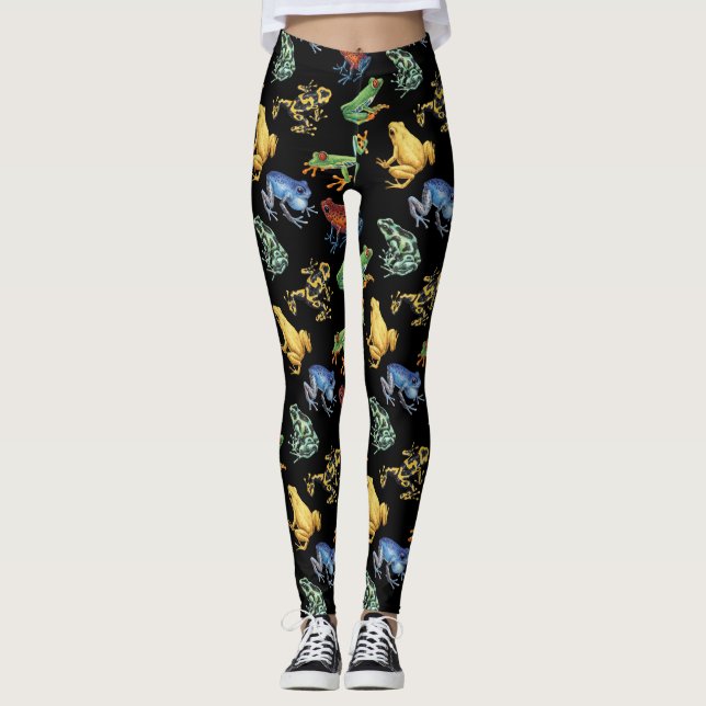 Frösche auf schwarz leggings (Vorderseite)