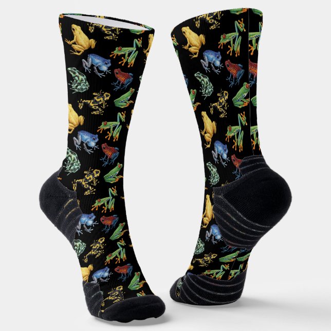 Frösche auf Schwarz Socken (Gewinkelt)