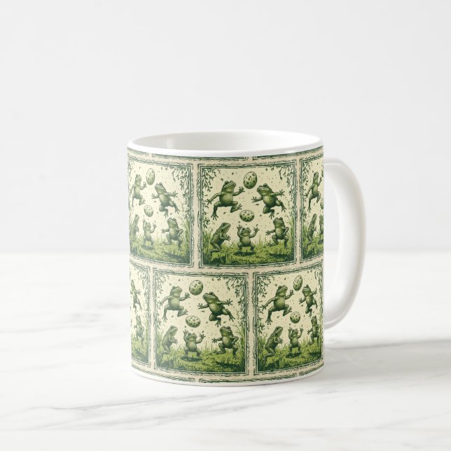 Frösche beim Spielen: Amphibienische Ostern 🌟 🐸 Kaffeetasse (VorderseiteRechts)