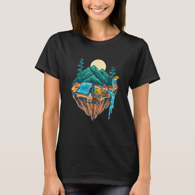 Frösche campen auf einem Berg T-Shirt (Vorderseite)