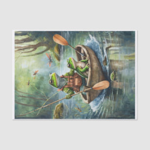 Frösche Fischen in einem Boot auf dem Fluss Seidenpapier