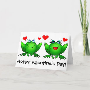 Frösche Frohes Valentinstag Lustig Süße Rote Herze Feiertagskarte