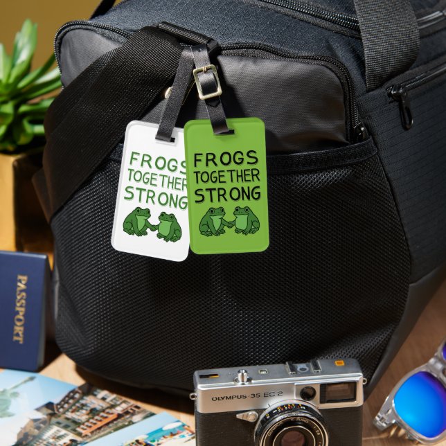 Frösche gemeinsam stark Portland Frosch Protest Gepäckanhänger (Vorderseite & Rückseite)