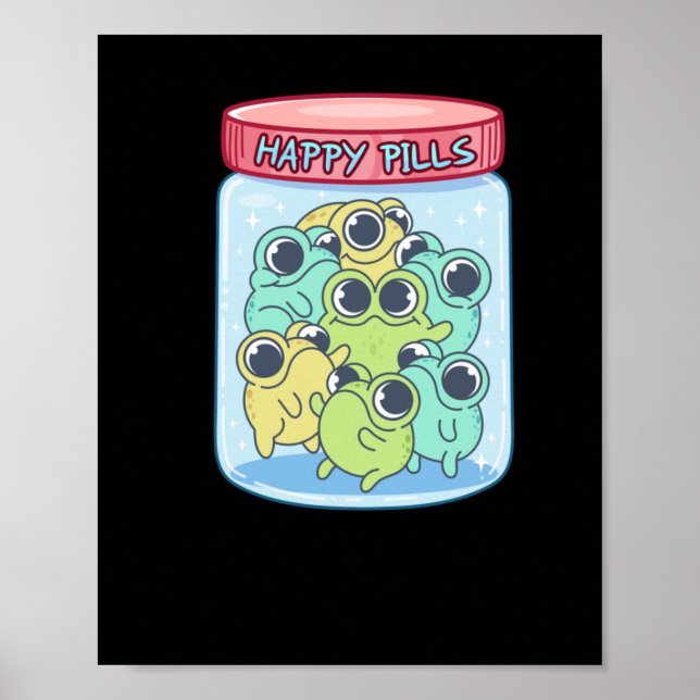 Frösche Happy Pills Aufkleber Poster (Vorne)