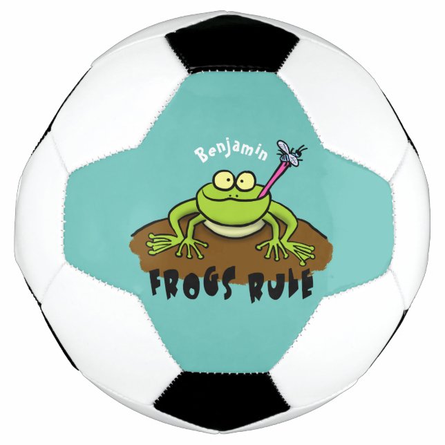 Frösche herrschen lustig-grüner Frosch-Cartoon Fußball (Vorderseite)