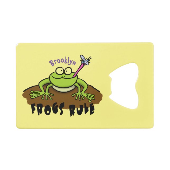 Frösche herrschen lustig-grüner Frosch-Cartoon Geldbeutel Flaschenöffner (Vorderseite (Horizontal))