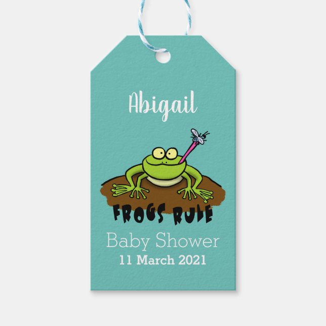 Frösche herrschen lustig-grüner Frosch-Cartoon Geschenkanhänger (Vorderseite)