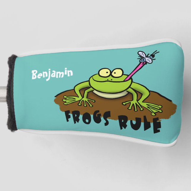 Frösche herrschen lustig-grüner Frosch-Cartoon Golf Headcover (Vorderseite)
