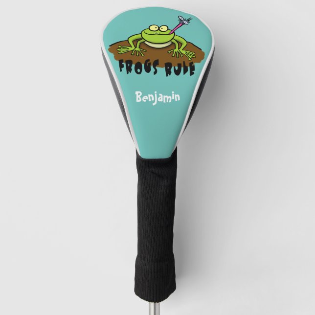 Frösche herrschen lustig-grüner Frosch-Cartoon Golf Headcover (Vorderseite)