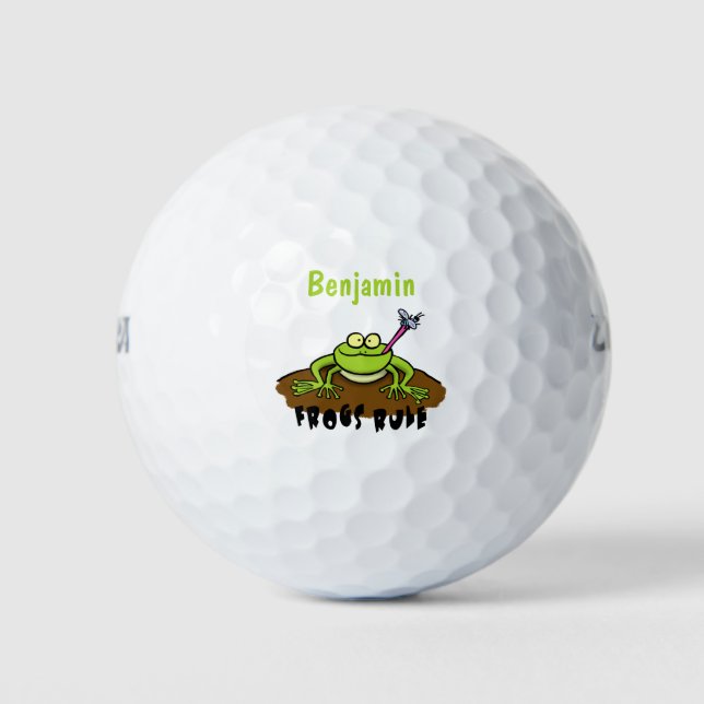 Frösche herrschen lustig-grüner Frosch-Cartoon Golfball (Vorderseite)