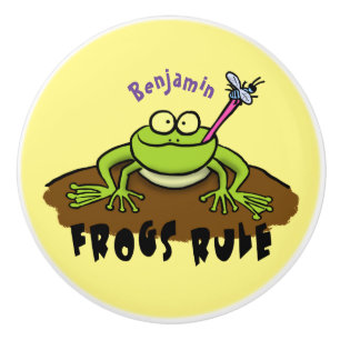 Frösche herrschen lustig-grüner Frosch-Cartoon Keramikknauf