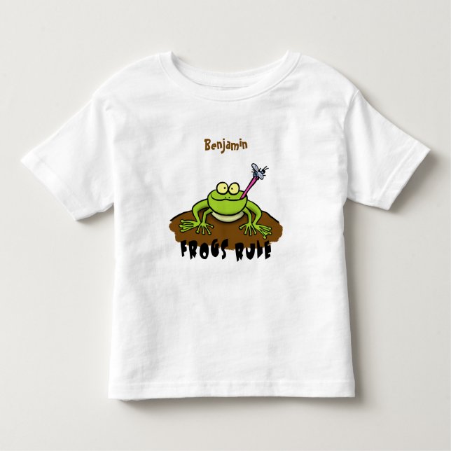 Frösche herrschen lustig-grüner Frosch-Cartoon Kleinkind T-shirt (Vorderseite)