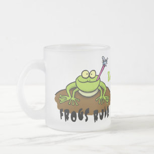 Frösche herrschen lustig-grüner Frosch-Cartoon Mattglastasse