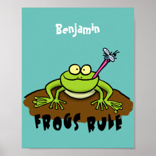 Frösche herrschen lustig-grüner Frosch-Cartoon Poster