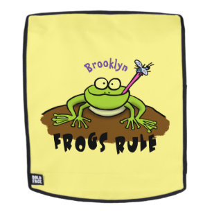 Frösche herrschen lustig-grüner Frosch-Cartoon Rucksack