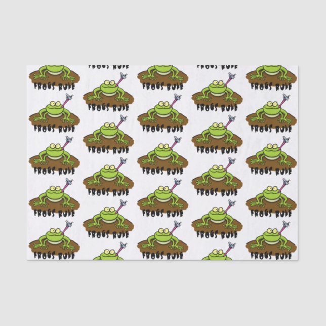 Frösche herrschen lustig-grüner Frosch-Cartoon Seidenpapier (Vorderseite)