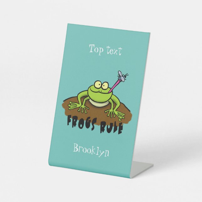 Frösche herrschen lustig-grüner Frosch-Cartoon Sockelschild (Vorderseite)