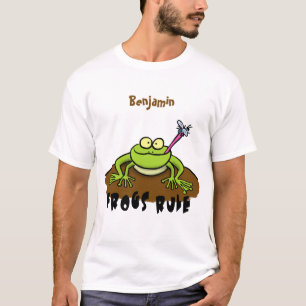 Frösche herrschen lustig-grüner Frosch-Cartoon T-Shirt