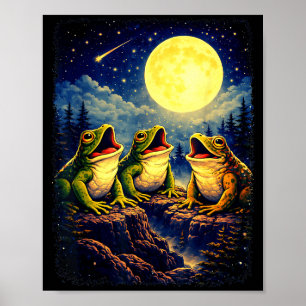 Frösche heulen am Mond Bergwald Meme Poster