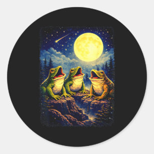 Frösche heulen am Mond Bergwald Meme Runder Aufkleber